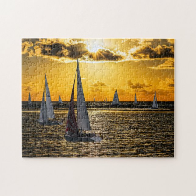 Sailboat sunset  jigsaw puzzle (Horizontal)