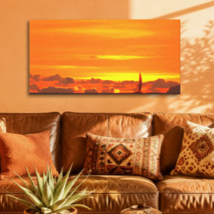 Sailboat Sunset Mexico Panoramic 1300 Art Canvas Print