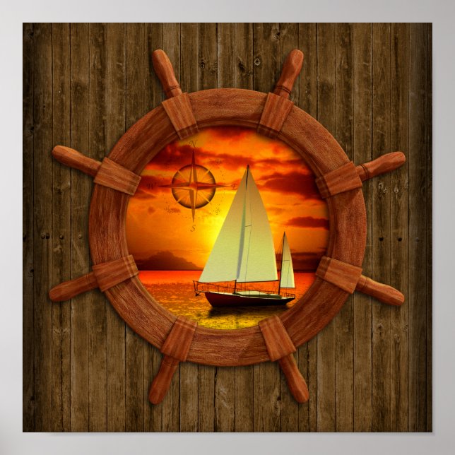 Sailboat Sunset Poster (Front)