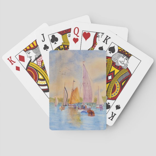 Sailboat Sunset Sailing  Notebook Playing Cards (Back)
