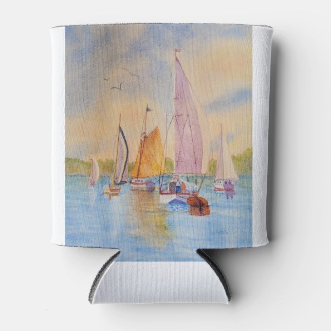 Sailboat Sunset Sailing  Notebook Playing Cards Can Cooler (Front)