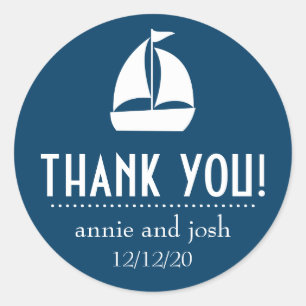 Sailboat Thank You Labels (Dark Navy Blue)
