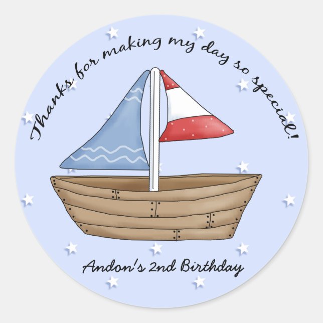 Sailboat Thank You Sticker (Front)