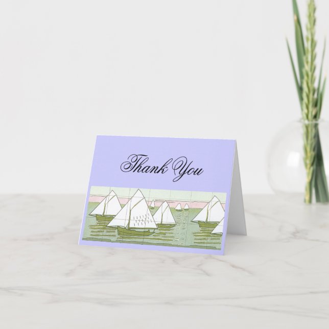 Sailboat Tile Art Thank You Cards (Front)