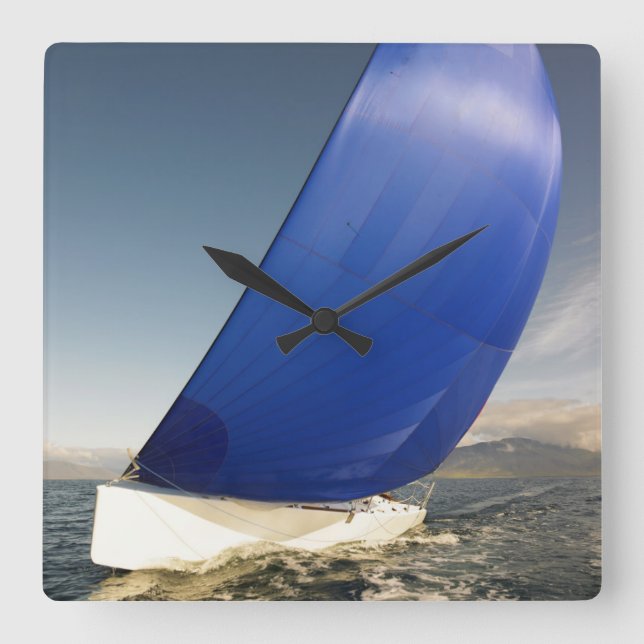 Sailboat Tipping In Wind Square Wall Clock (Front)