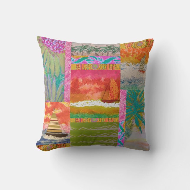 Sailboat Tropical Abstract  Cushion (Front)