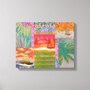 Sailboat Tropical Abstract Stretched Canvas Print