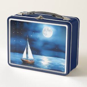 Sailboat Under a Full Moon Metal Lunch Box