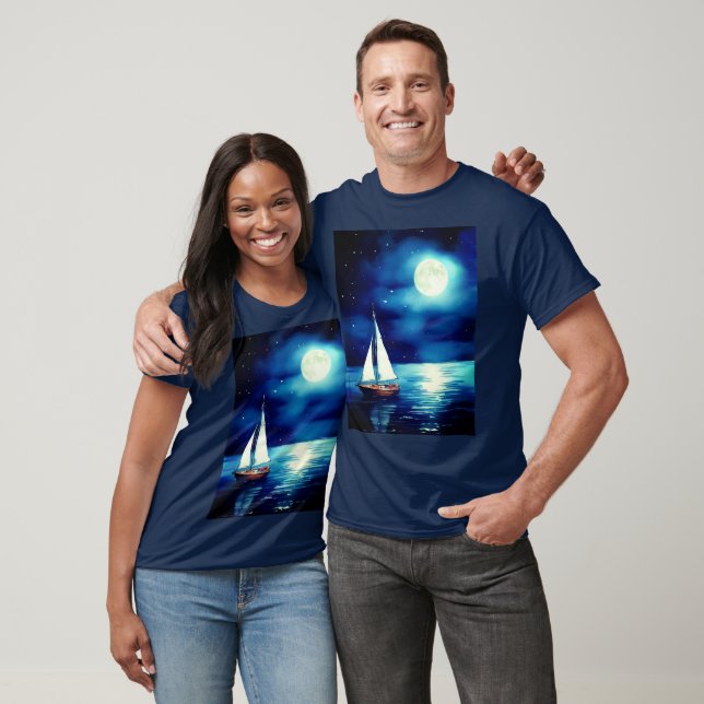 Sailboat Under a Full Moon  T-Shirt (Unisex)
