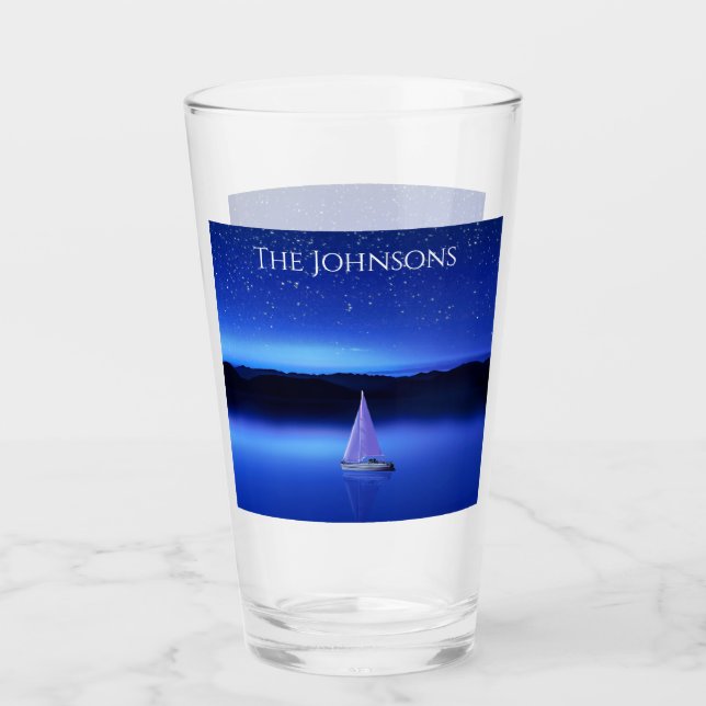Sailboat under a Starry Night Sky Glass (Front)