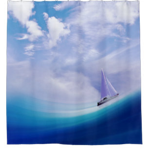 Sailboat up an Epic Wave Shower Curtain