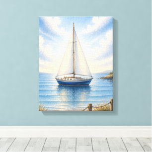 Sailboat Wapped Canvas Wall Hanging Print