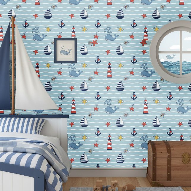 Sailboat, Wave and Whale Pattern ID1228 Wallpaper (Creator Uploaded)