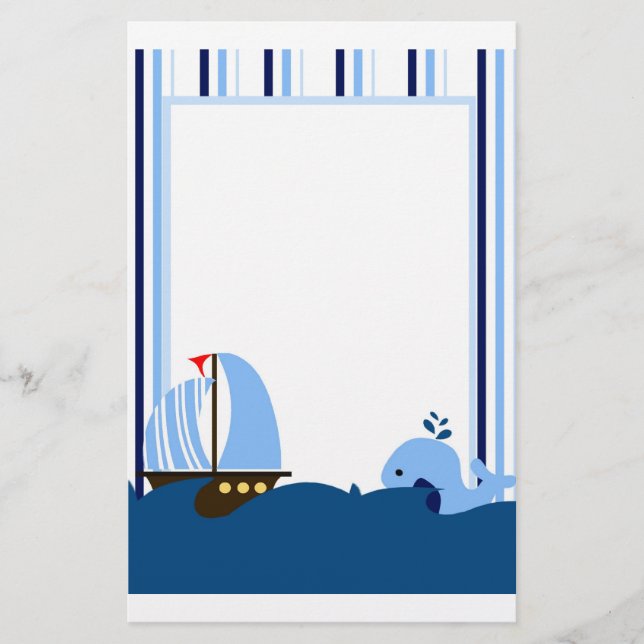 Sailboat & Whale Stationery (Front)