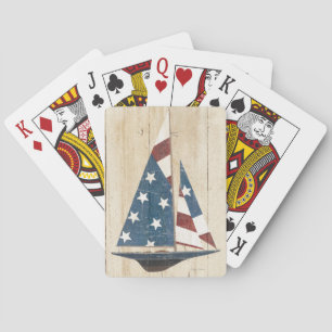 Sailboat With American Flag Playing Cards