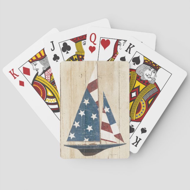 Sailboat With American Flag Playing Cards (Back)