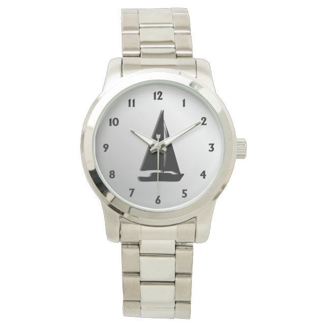 Sailboat with Black Numbers Watch (Front)