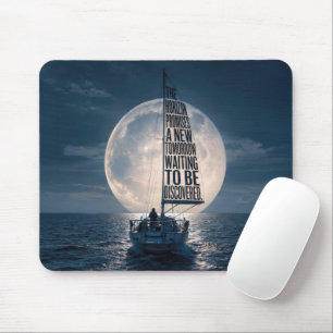 Sailboat with Inspirational Quote in Moonlight Mouse Pad