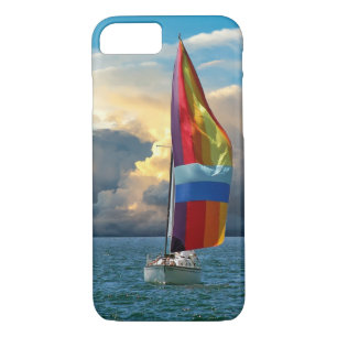 sailboat with rainbow spinnaker at sunrise Case-Mate iPhone case