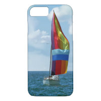 sailboat with rainbow spinnaker