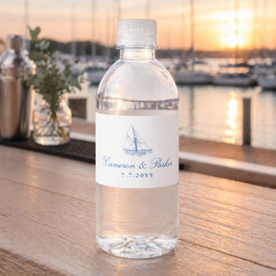 Sailboat Yacht Club Wedding Favour Water Bottle Label