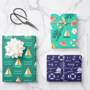 Sailboating  wrapping paper sheet