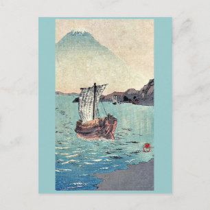 Sailboats and Mount Fuji by Yamamoto, Shokoku Postcard