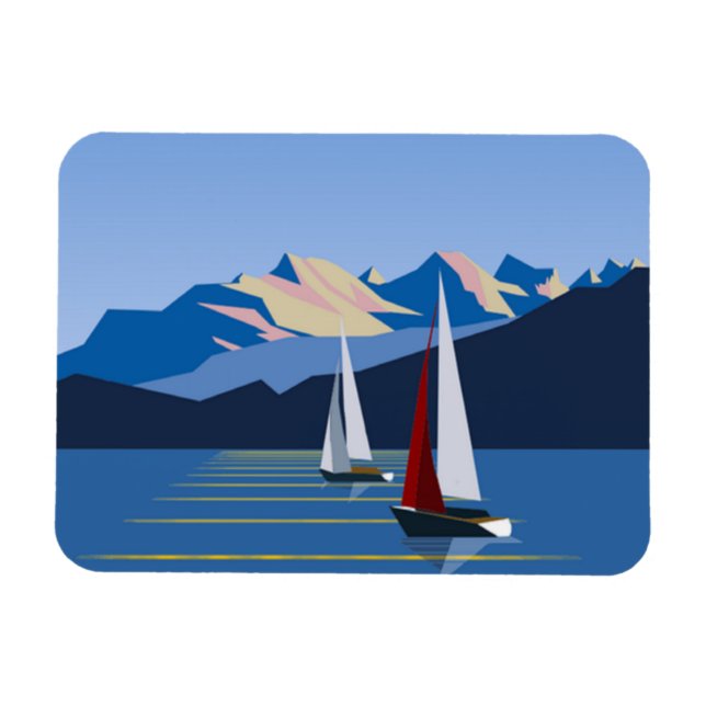 Sailboats And Mountains photo Magnet (Horizontal)