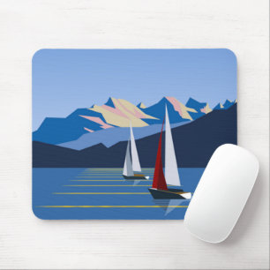 Sailboats And Mountains photo Mouse Pad