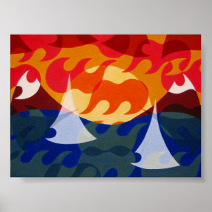 Sailboats and Mountains Poster