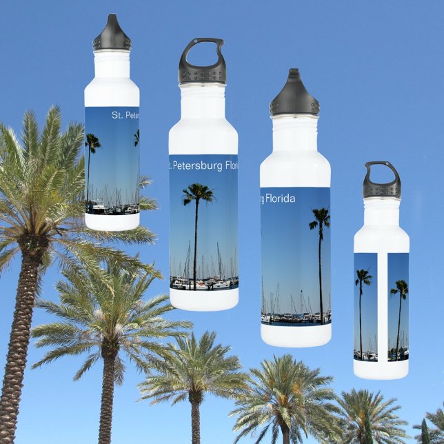 Sailboats and Palm Trees  St Petersburg Florida 710 Ml Water Bottle (Creator Uploaded)