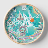 Sailboats and Sea Creatures Abstract Beachy Art