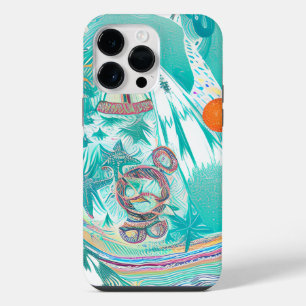 Sailboats and Sea Creatures Abstract Beachy Art iPhone 14 Pro Max Case