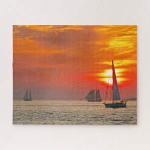 Sailboats at Key West, Florida, Sunset Jigsaw Puzzle