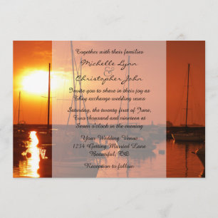 Sailboats at Sunset Beach Wedding Invitation