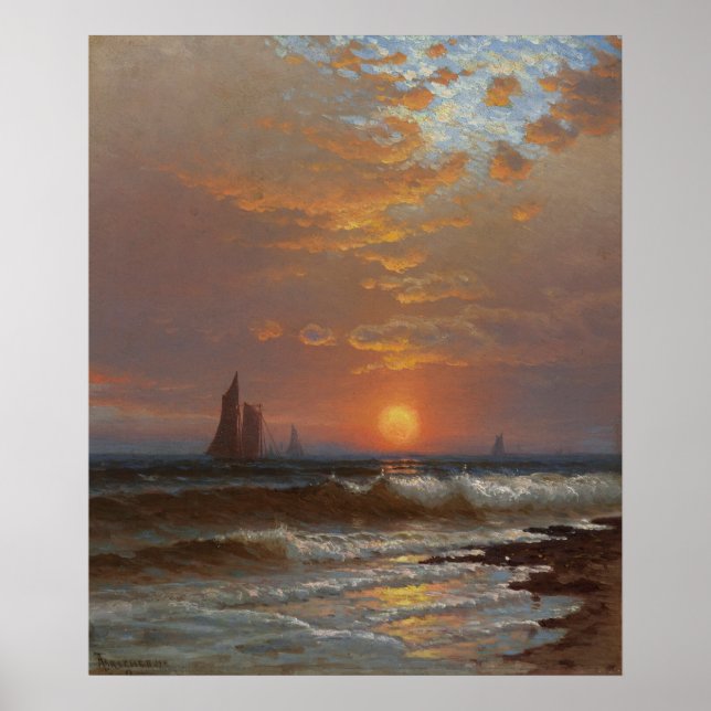 Sailboats at Sunset Poster (Front)