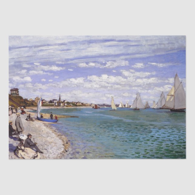 Sailboats Beach Monet Ocean Sailing Tissue Paper (Front)