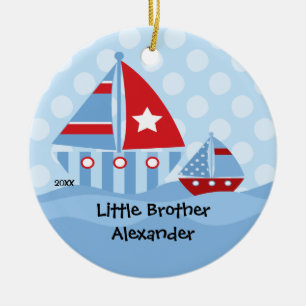 Sailboats Big & Little Brother Christmas Ornament