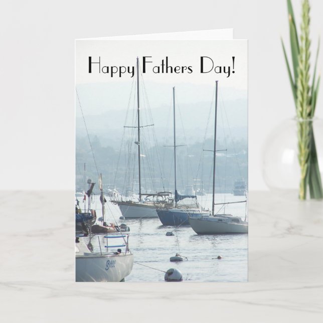 Sailboats Boats Harbour Ocean Beach Fathers Day Card (Front)