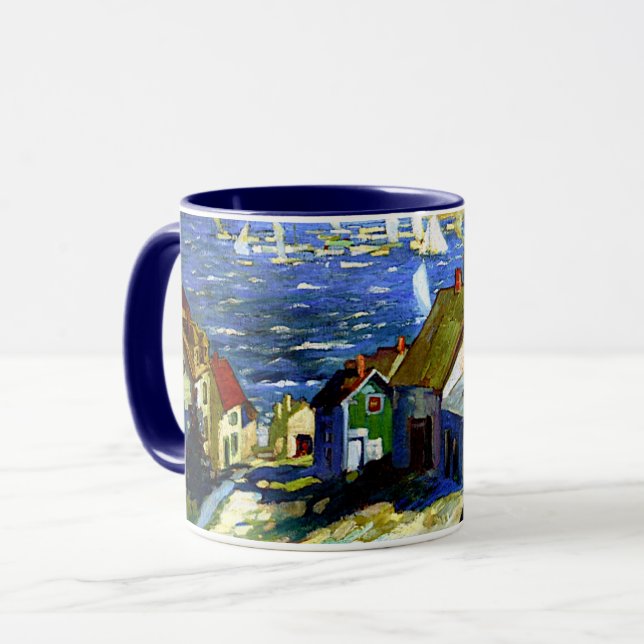 Sailboats by the Harbour, fine art, Mug (Front Left)