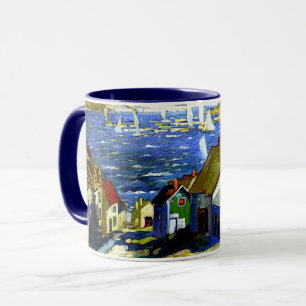 Sailboats by the Harbour, fine art painting Mug