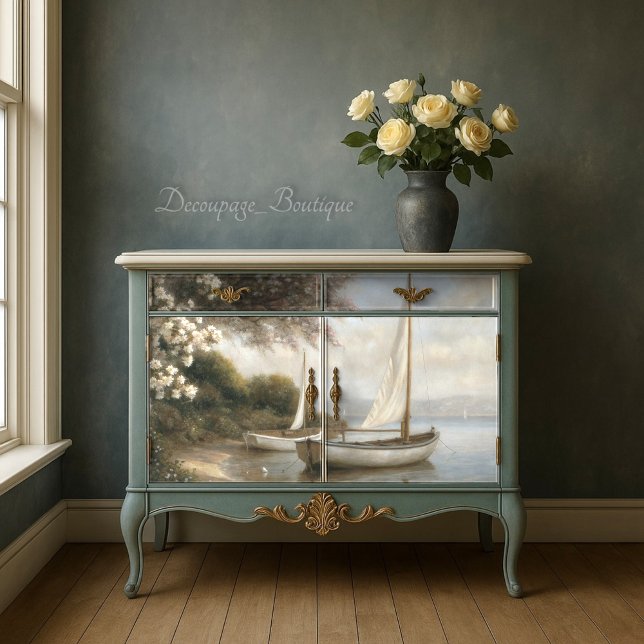 Sailboats by the Shore Decoupage Tissue Paper (Sailboats by the Shore Decoupage Tissue Paper)