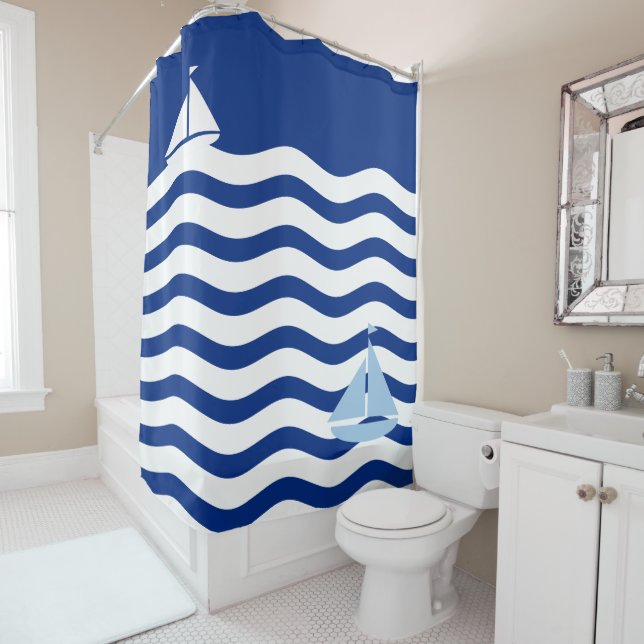 Sailboats Day Custom Shower Curtain (In Situ)