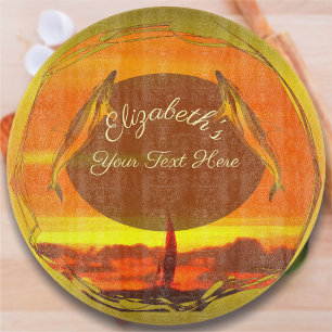 Sailboats & Dolphins Sunset 1300 Cutting Board