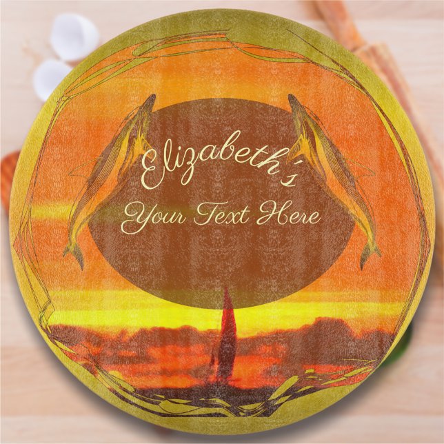 Sailboats & Dolphins Sunset 1300 Cutting Board (Creator Uploaded)