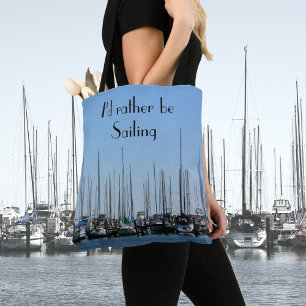 Sailboats I'd Rather be Sailing Customisable Tote Bag