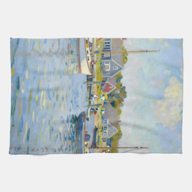 Sailboats Impressionism New England Tea Towel (Horizontal)