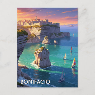 Sailboats in Bonifacio Corsica France Travel Postcard