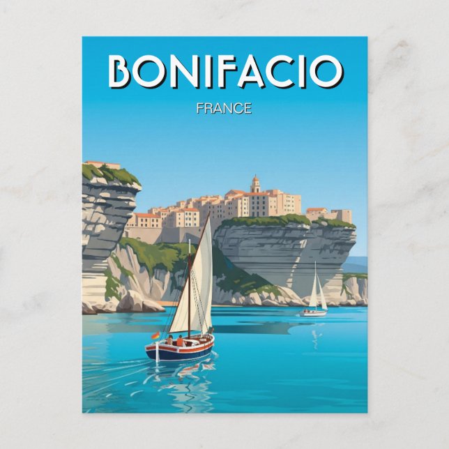 Sailboats in Bonifacio Corsica France Travel Postcard (Front)