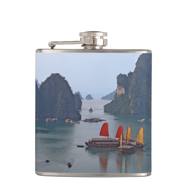 Sailboats in Ha Long Bay - Vietnam, Asia Hip Flask (Front)
